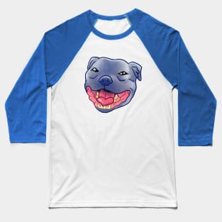 Smiling Blue Staffy Dog (stafford) Staffy Baseball T-Shirt